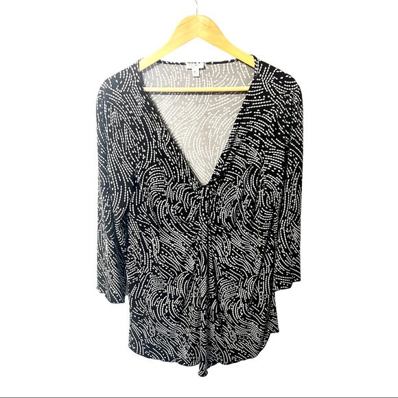 Nine West pretty feminine swirly mini diamond chain print ruched jersey #A20 - Picture 1 of 4